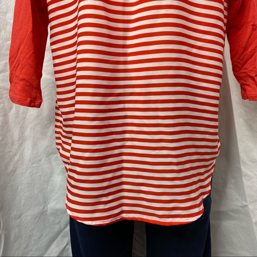 Express Coral Striped Top 3/4 Sleeve Top - Picture 6 of 10
